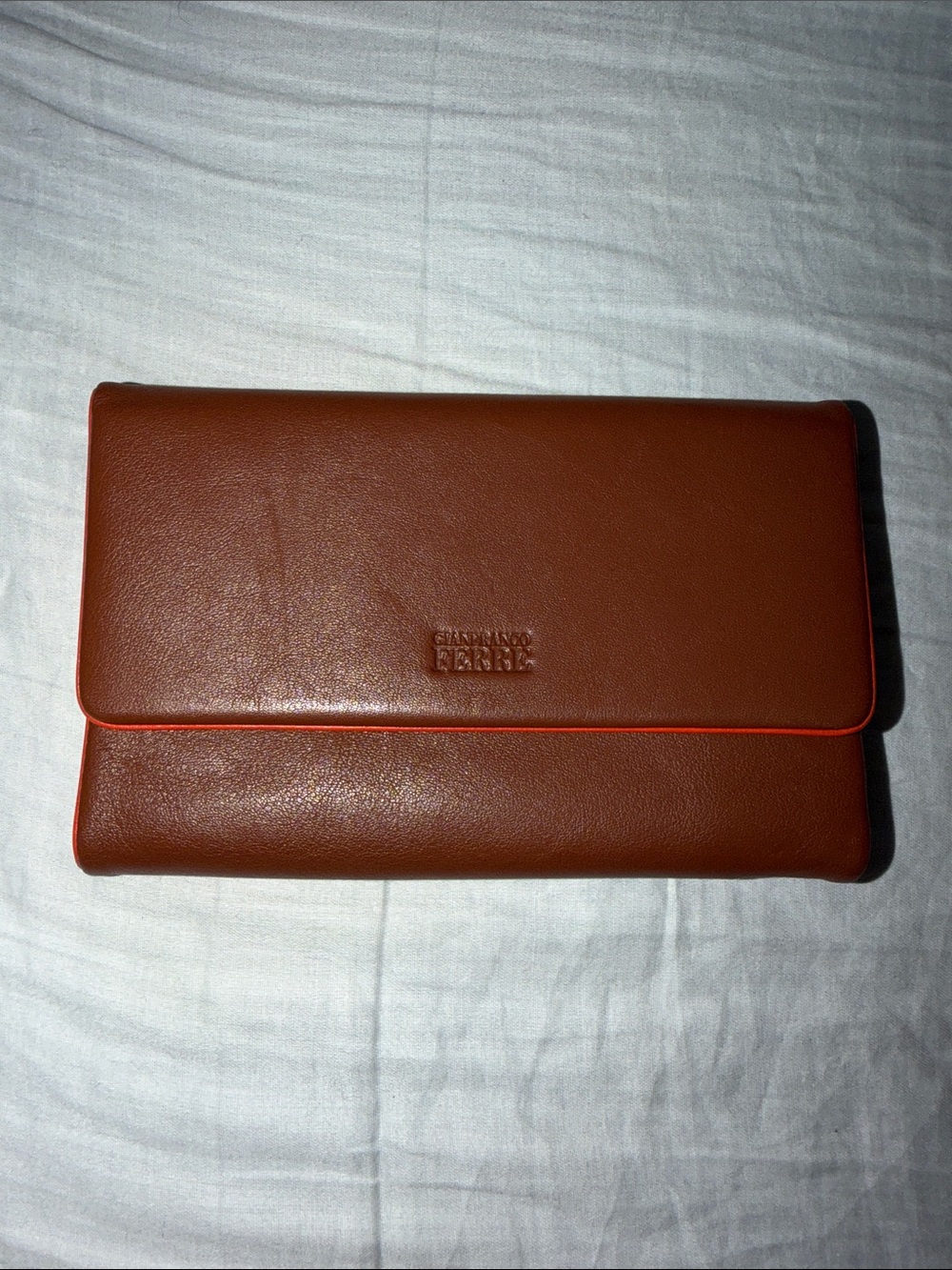 Gianfranco Ferré genuine calf-leather 
Leather Travel Wallet Clutch - Brown